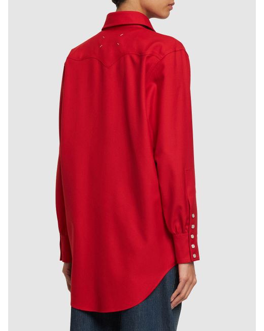 Chemise en gabardine de laine avec liens Maison Margiela en coloris Red