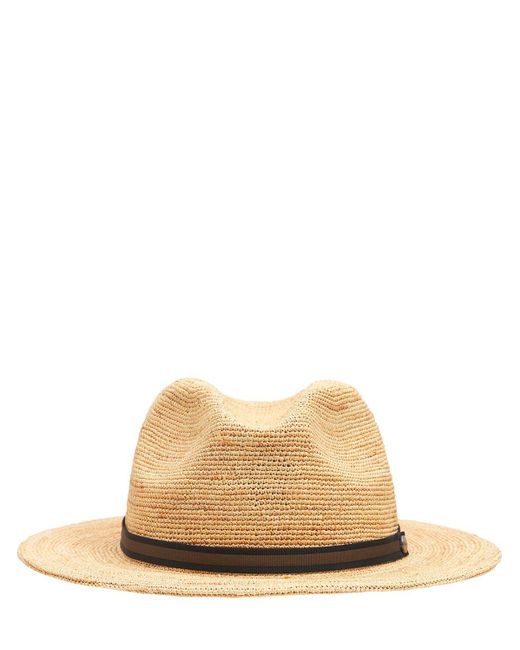 Borsalino Argentina Medium Brim Straw Panama Hat in White/Brown (Brown ...