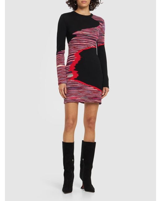 Missoni Red Space Dyed Wool Knit Mini Dress
