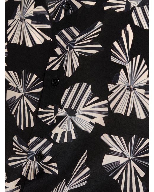 Saint Laurent Black Origami Print Silk Shirt for men
