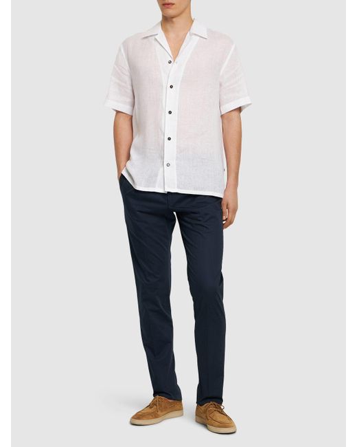 Camisa de lino con manga corta Brioni de hombre de color White