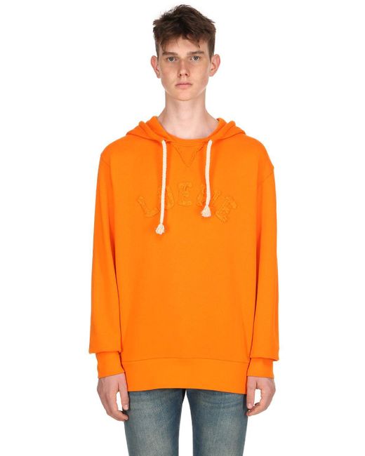 Loewe Orange Logo Detail Cotton Sweatshirt Hoodie for men