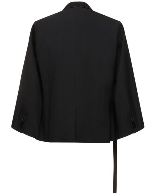 Sacai Black Belted Double Breast Tailored Jacket