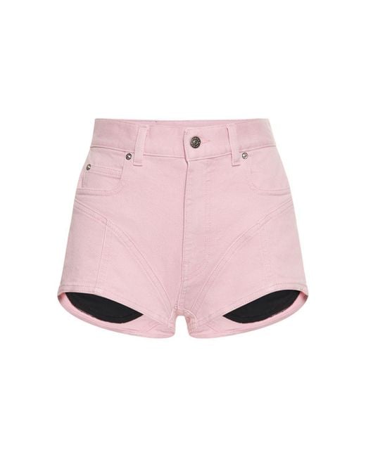 Mugler Pink Two-tone Denim Mini Shorts