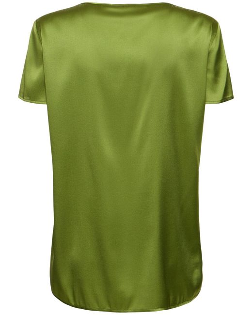 Max Mara Green Cortona Silk Satin T-shirt Top