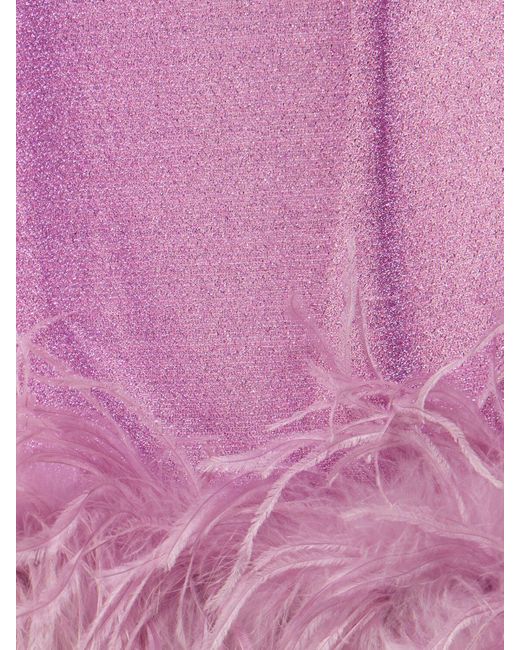 Oseree Pink Lumière Long Pants W/ Feathers