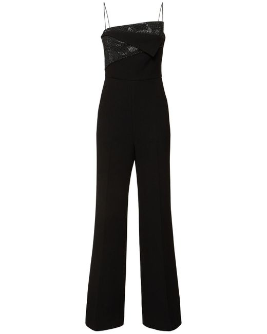 Roland Mouret Black Heavy Cady Jumpsuit W/ Diamante Insert