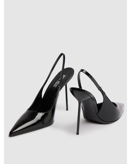 Paris Texas Black 105mm Lidia Patent Leather Slingbacks