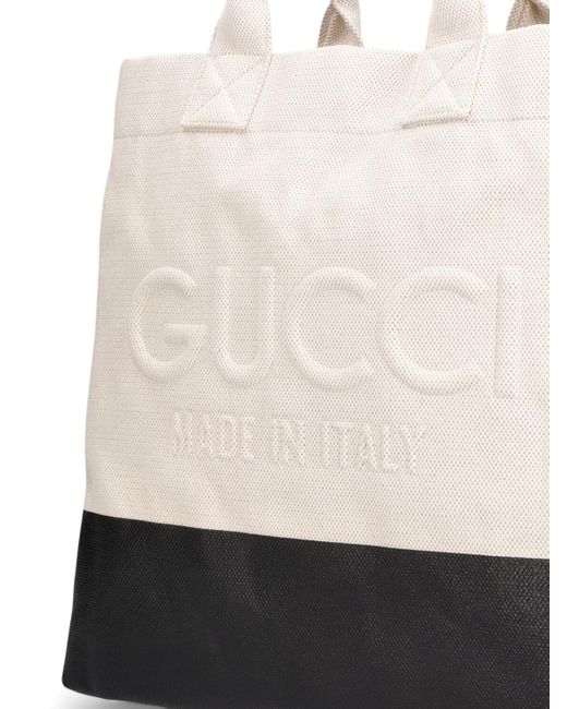 メンズ Gucci Cabas バイカラーコットントートバッグ White