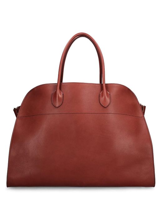 The Row Soft Margaux 17 Leather Top Handle Bag in Red Lyst