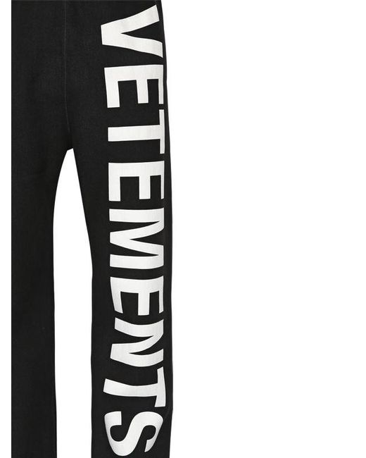 Vetements Logo Printed Cotton Blend Sweatpants in Black for