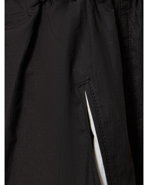 Yohji Yamamoto Black Weite Baumwollhose Mit Doppeltem Saum