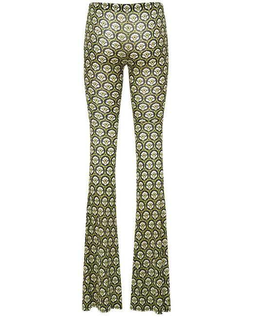 Etro Green Printed Viscose Flared Pants