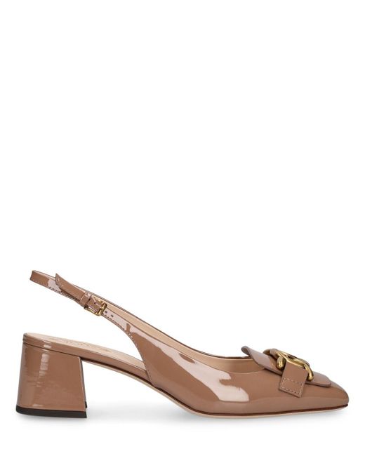Tod's Brown Patent Leather Slingback Pumps