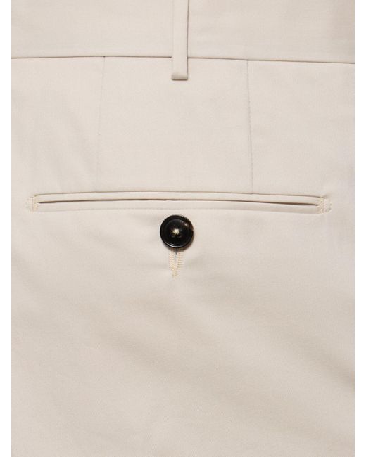 Zegna Natural Cotton Flat Front Slim Pants for men