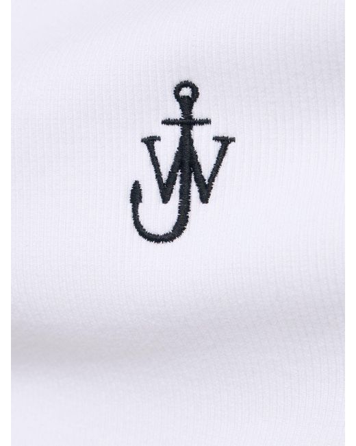 Haut en jersey côtelé à logo brodé J.W. Anderson en coloris White