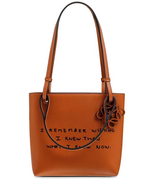Loewe Dh Square Words レザートートバッグ Brown
