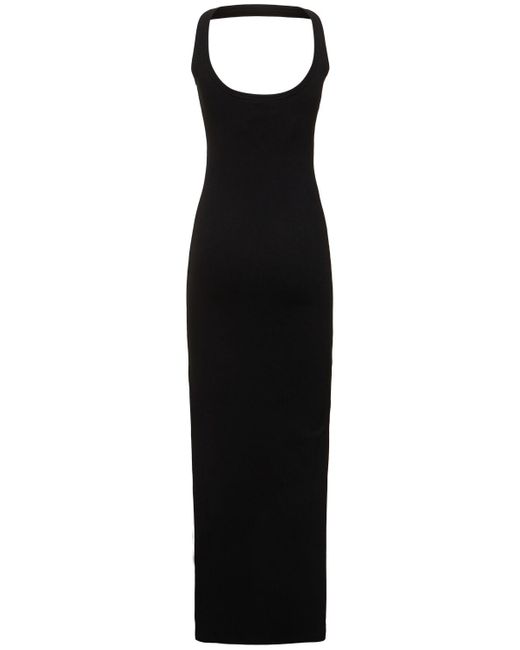 Courreges Black Hyperbole 90s Ribbed Cotton Long Dress