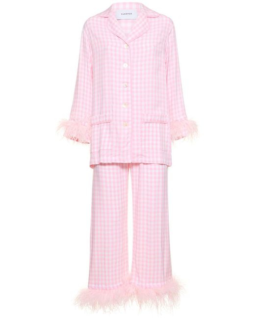 Ensemble de pyjama en viscose et plumes party Sleeper en coloris Pink