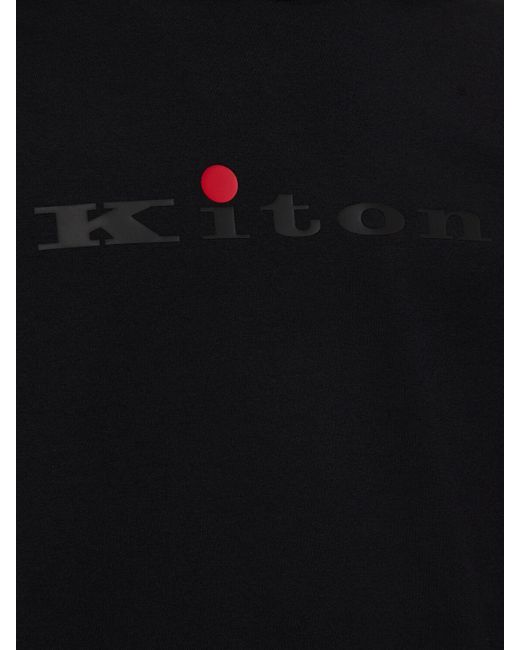 メンズ Kiton コットンフーデッドスウェットシャツ Black