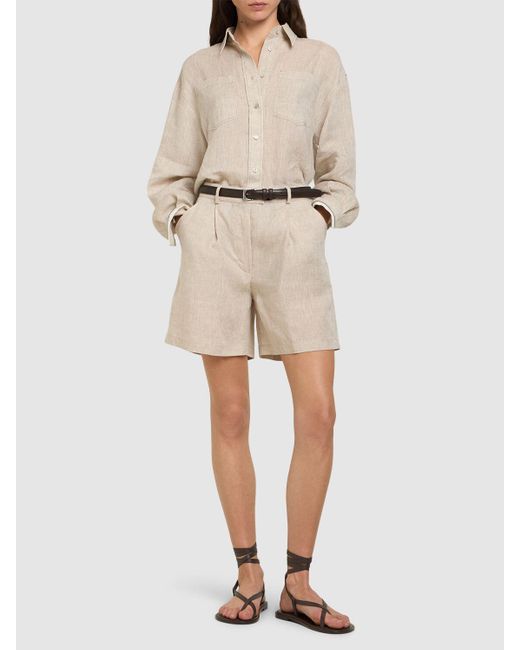 Brunello Cucinelli ライトリネンバミューダパンツ Natural