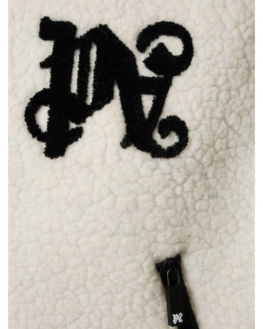 Palm Angels Black Monogram Wool Blend Puffer Ski Jacket
