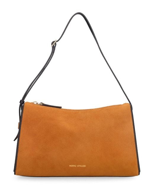 MANU Atelier Brown Prism Suede Shoulder Bag