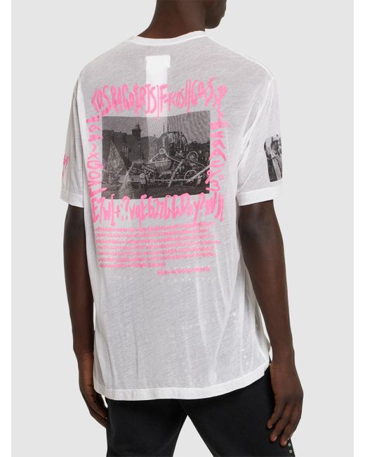 Camiseta de algodón estampado Doublet de hombre de color Pink