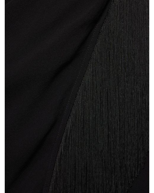 Falda midi de seda con flecos ANDAMANE de color Black