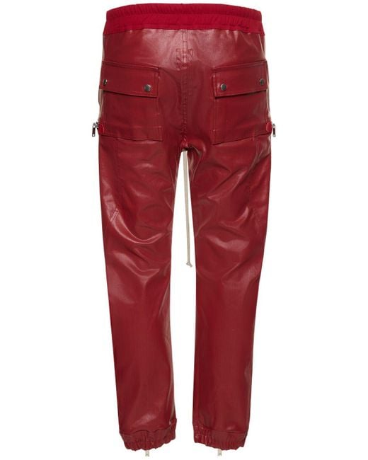 Rick Owens Red Bauhaus Cotton Cargo Pants for men