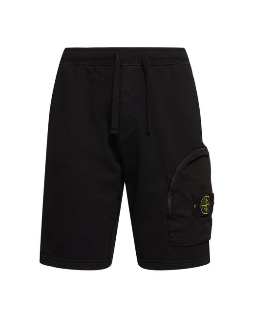 Stone Island Black Cotton Jersey Shorts for men