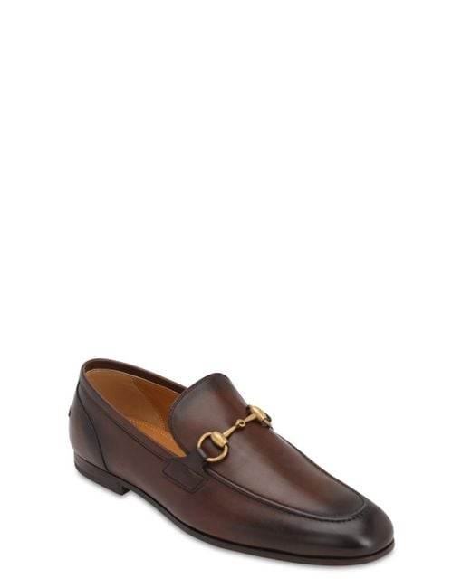 Gucci Brown Jordaan Horsebit Leather Loafers for men