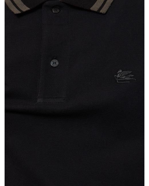 Etro Black Logo Cotton Polo for men