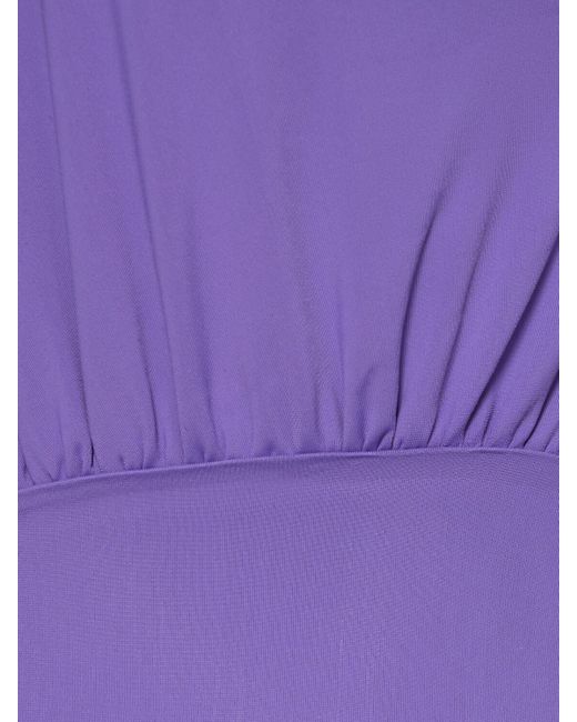 ANDAMANE Purple Hola Halter Neck Matte Lycra Jumpsuit
