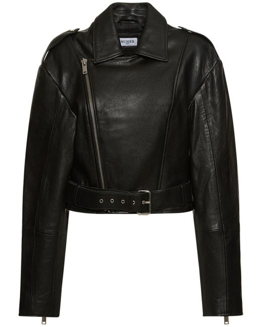 Musier Paris Kelsey Leather Biker Jacket in Black | Lyst