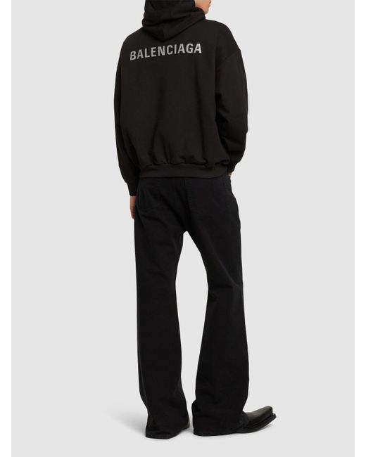 Balenciaga Black Reflective Logo Cotton Hoodie for men