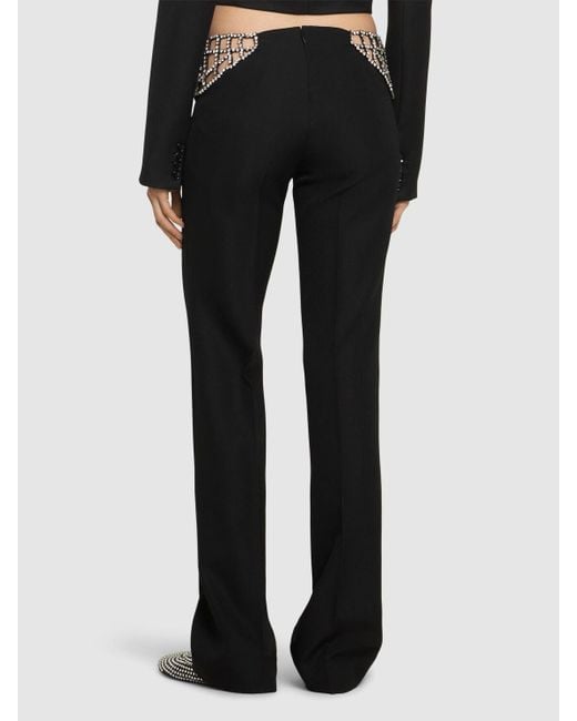 Stella McCartney Black Embellished Wool Straight Pants