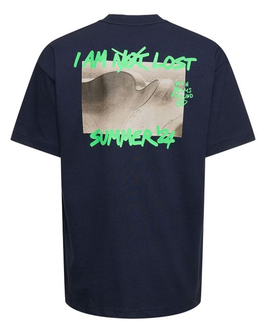 Palm Angels Bedrucktes Baumwoll-t-shirt "i Am Lost" in Blue für Herren