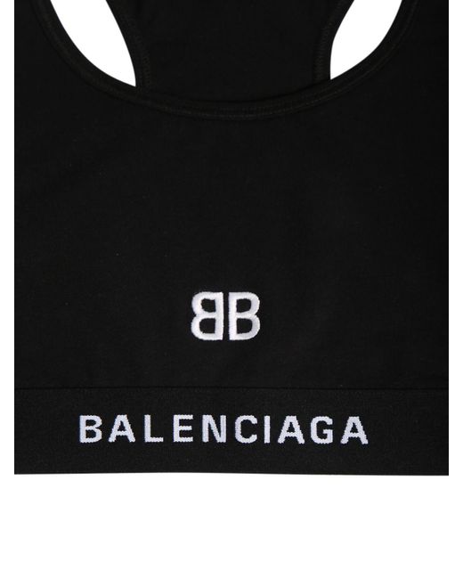 Balenciaga Black Cotton Jersey Sports Bra