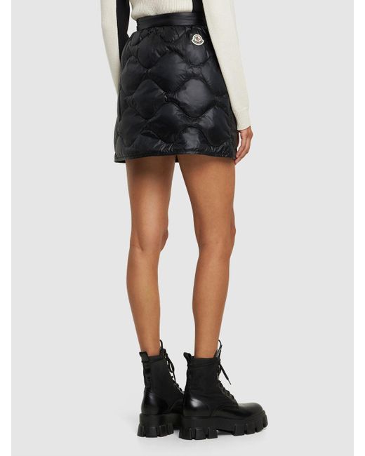 Moncler Black Quilted Nylon Down Mini Skirt