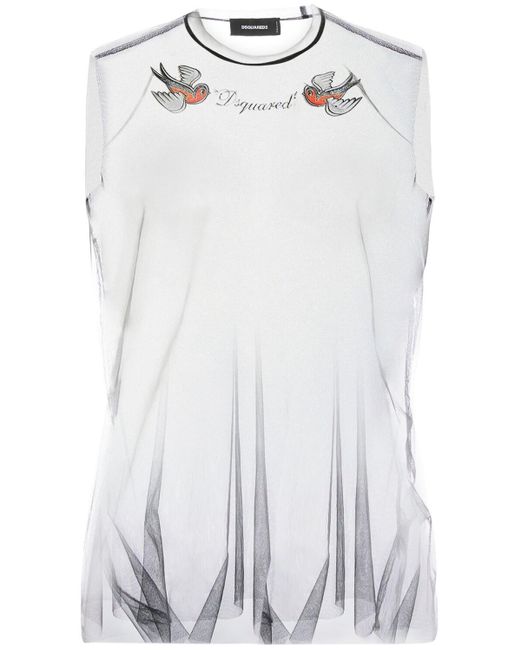 DSquared² White Cool Fit Sheer Tank Top for men