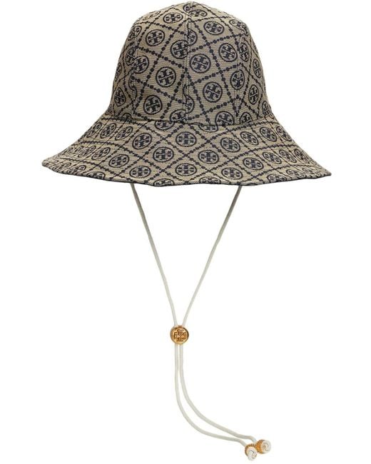 Tory Burch Cotton T Monogram Jacquard Bucket Hat in Navy (Blue) - Lyst