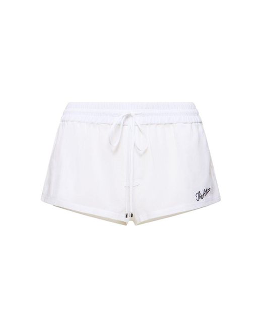 The Attico White Niedrig Geschnittene Mousseline-shorts Mit Logo