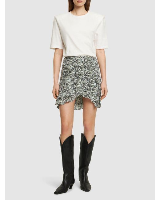 Isabel Marant Gray Milendi Printed Stretch Silk Mini Skirt