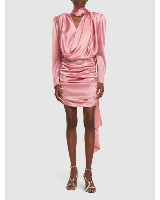 Vestido corto de satén de seda Magda Butrym de color Pink