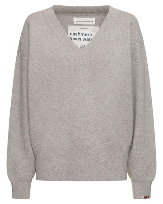 Extreme Cashmere Gray V Neck Cashmere Sweater