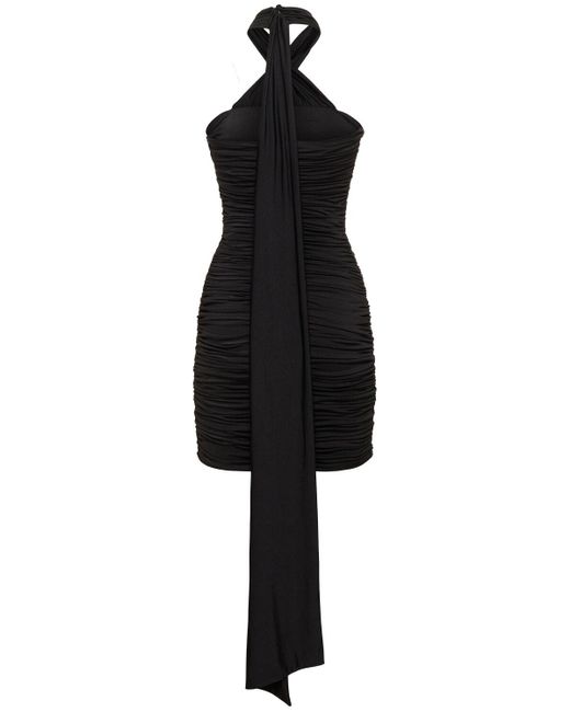 GIUSEPPE DI MORABITO Black Embellished Satin Mini Dress