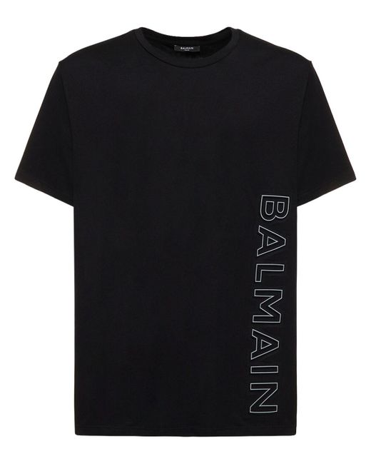 Camiseta con logo en relieve Balmain de hombre de color Black