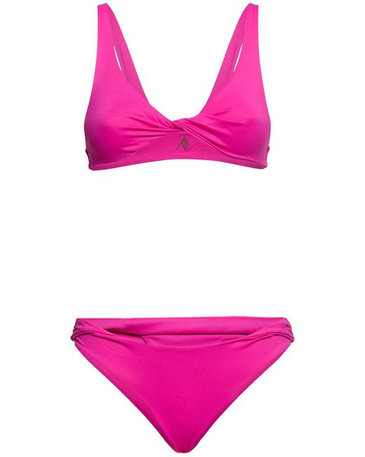The Attico Purple Lycra Bandeau Bikini Set