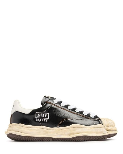 Maison Mihara Yasuhiro Black Blakey Wrinkled Leather Low Top Sneakers for men